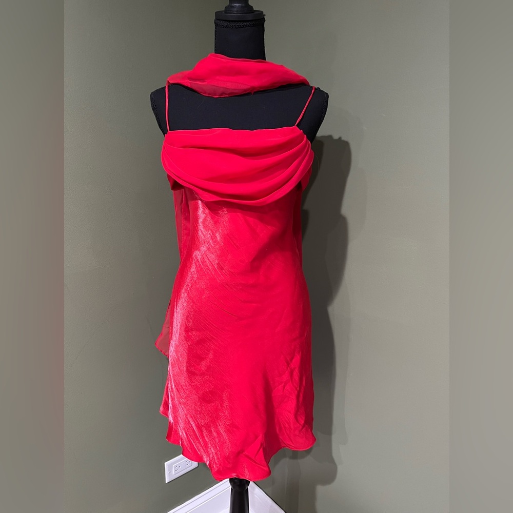 Vintage red satin mini dress